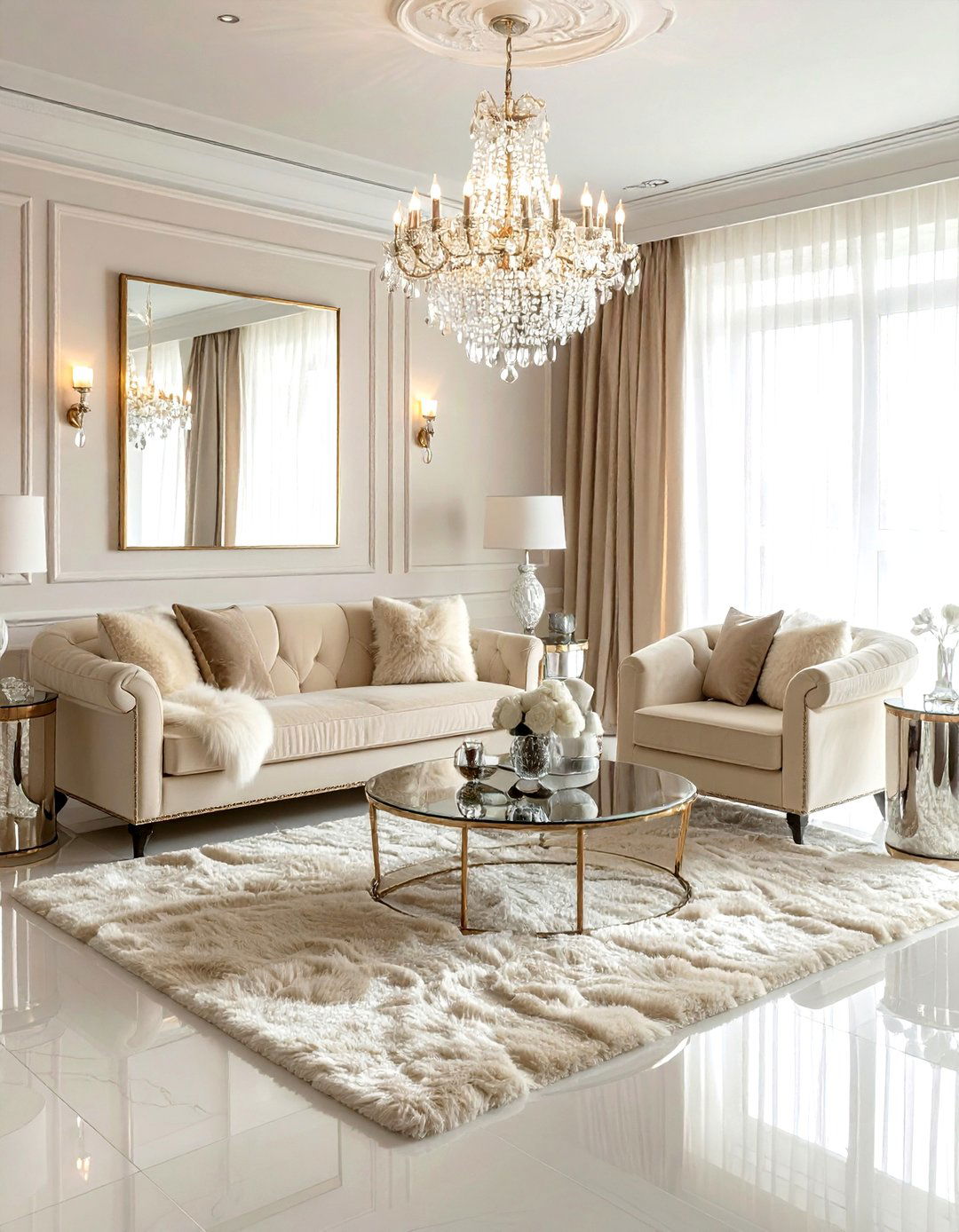 Glam cream living room - 30 warm cream living room ideas
