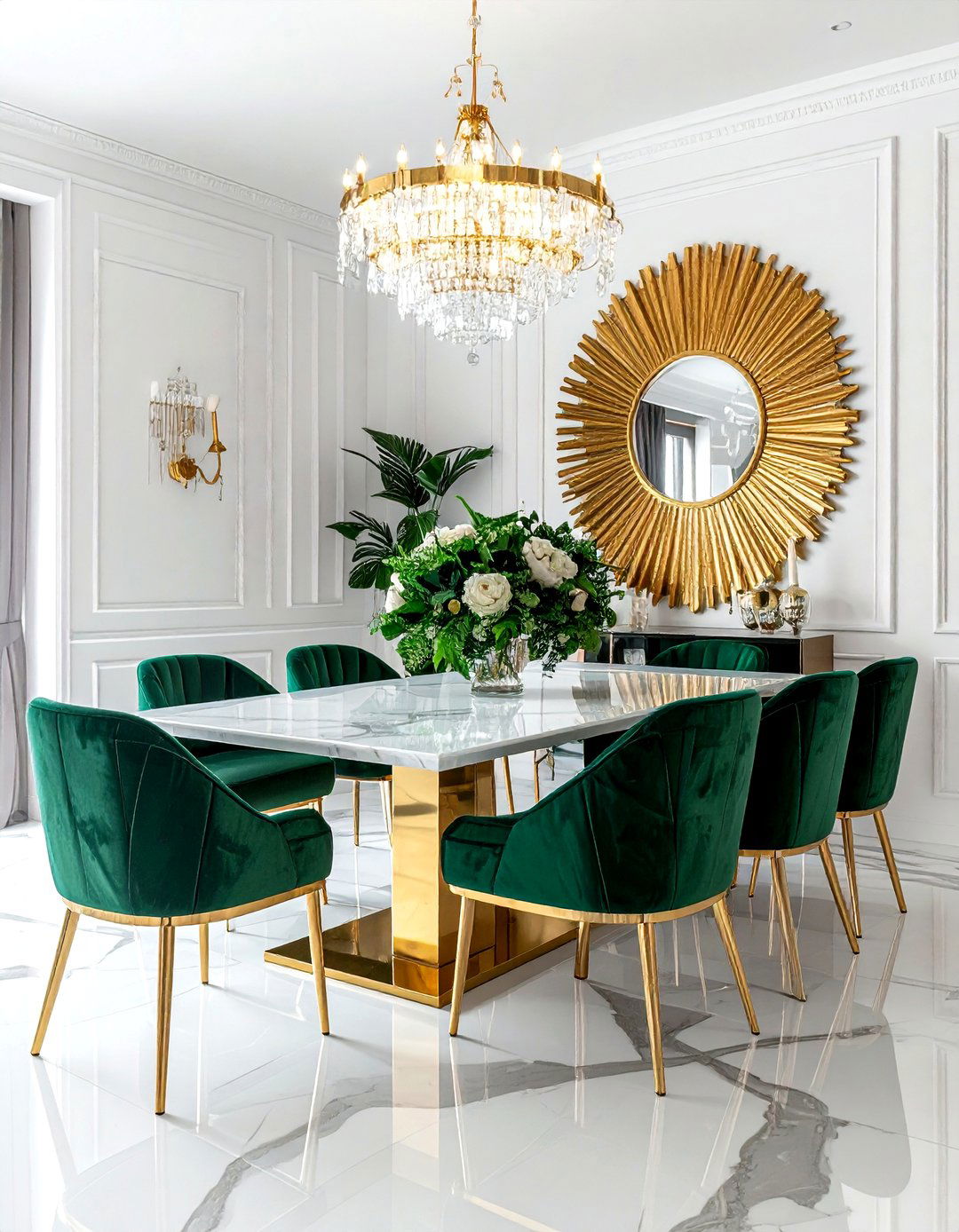 Glam dining room gold mirror - 30 sunburst mirror dining room ideas