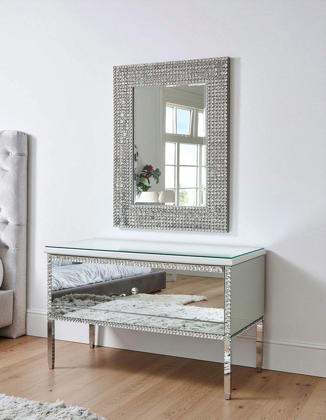 Glam dresser with crystal mirror - 30 bedroom dresser with mirror ideas