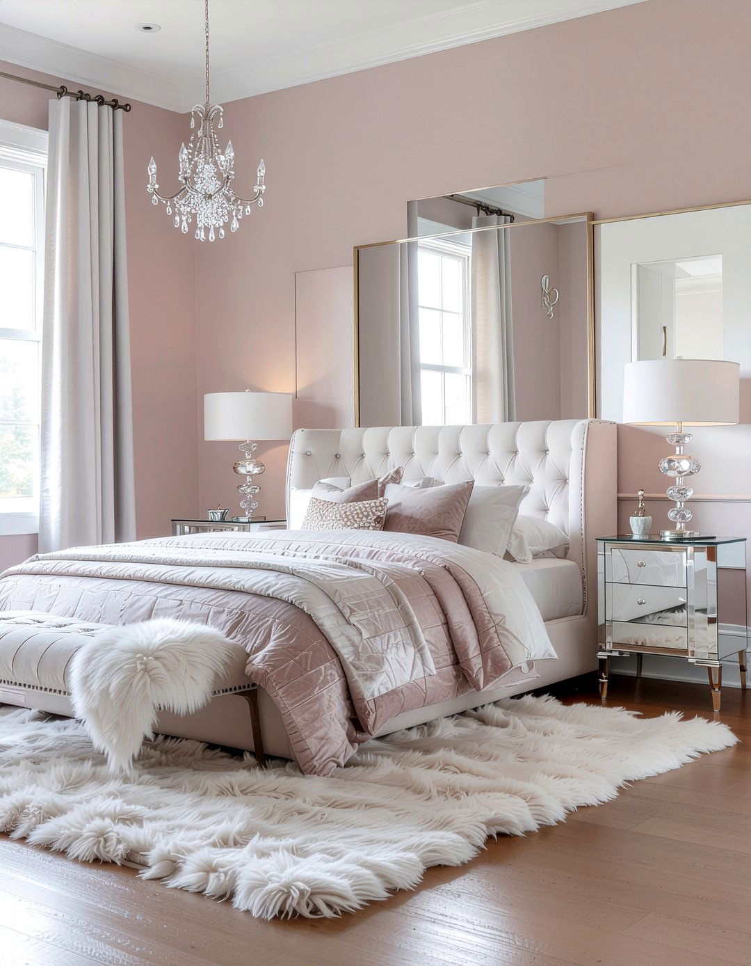 Glam dusty pink bedroom - 30 bedroom dusty pink walls