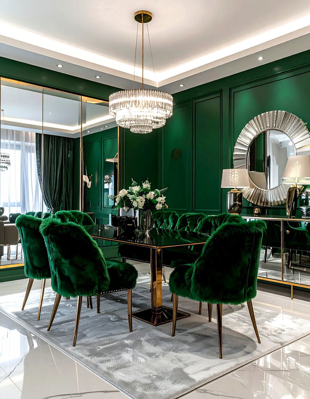 Glam emerald green dining room - 30 emerald dining room ideas