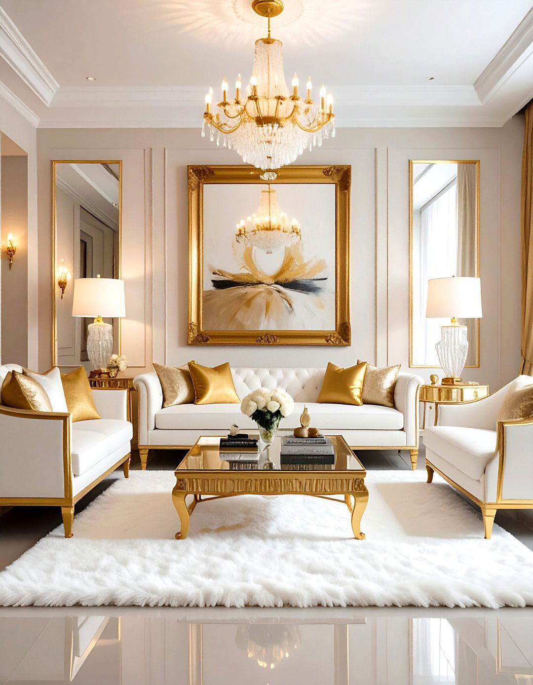 Glam gold living room - 30 gold living room decor ideas