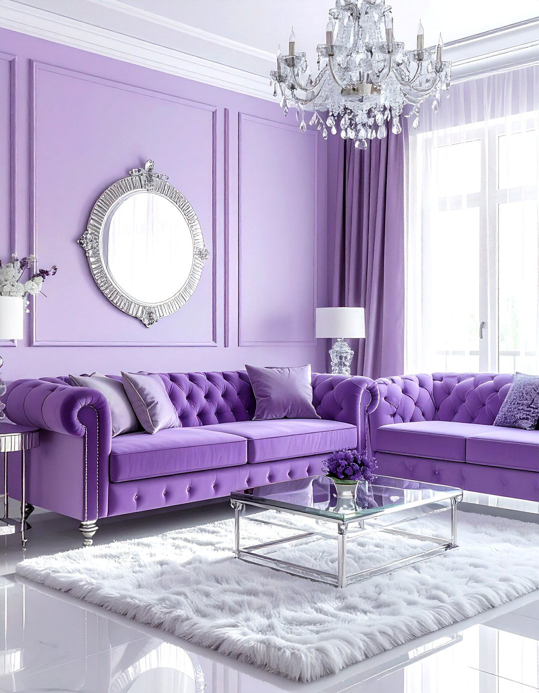 30 Stunning Lavender and White Living Room Ideas for Bliss