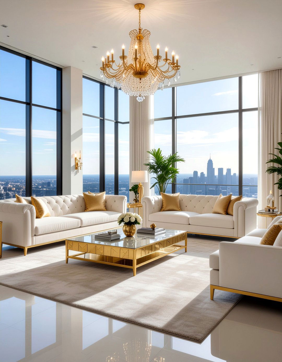 Glam living room - 30 off-white living room ideas