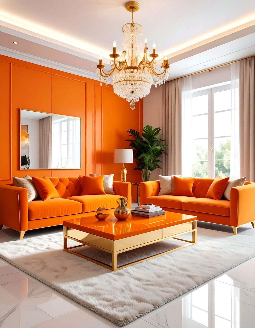 Glam orange living room - 30 bright orange living room ideas