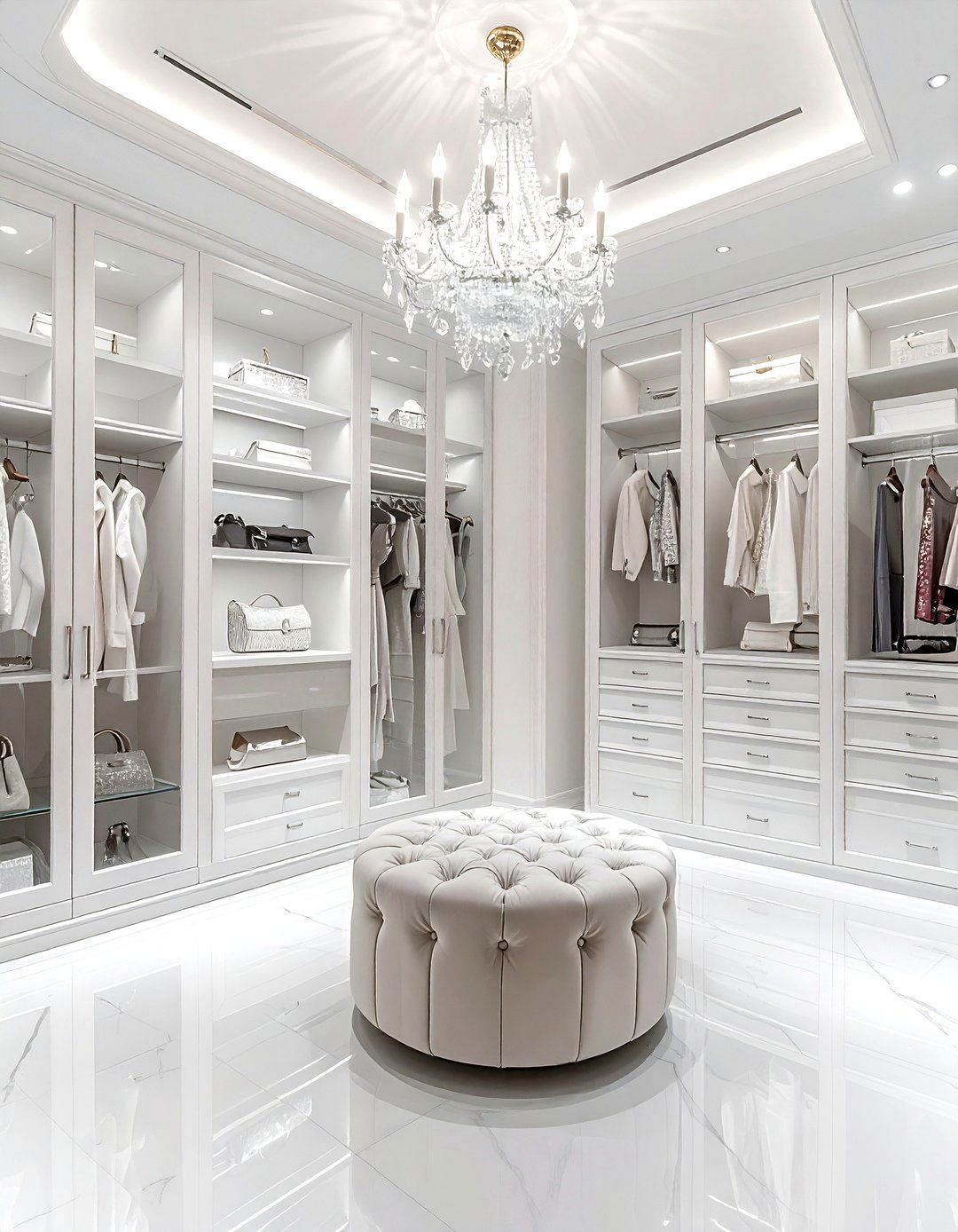 Glam walk in closet - 30 ideal decor ideas