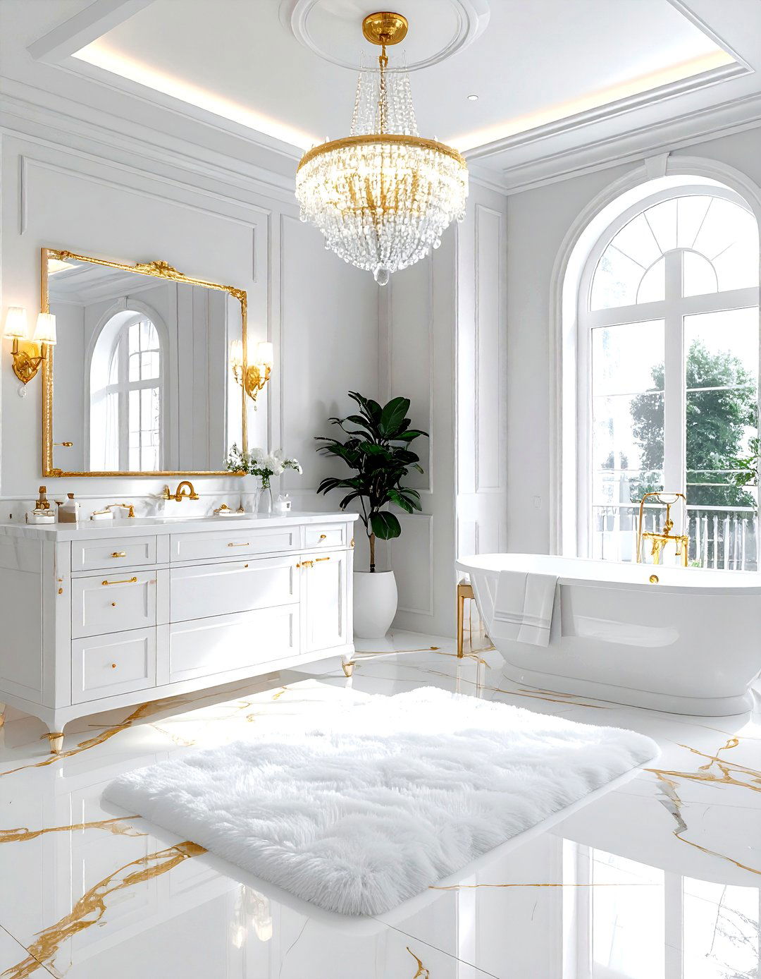 Glam white and gold bathroom - 30 gold and white bathroom ideas