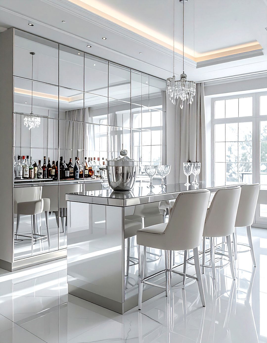 Glamorous Mirror Bar - 30 dining room bar ideas