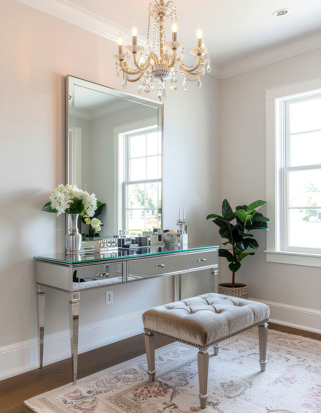 Glamorous Mirrored Dressing Area - 30 eclectic home decor ideas