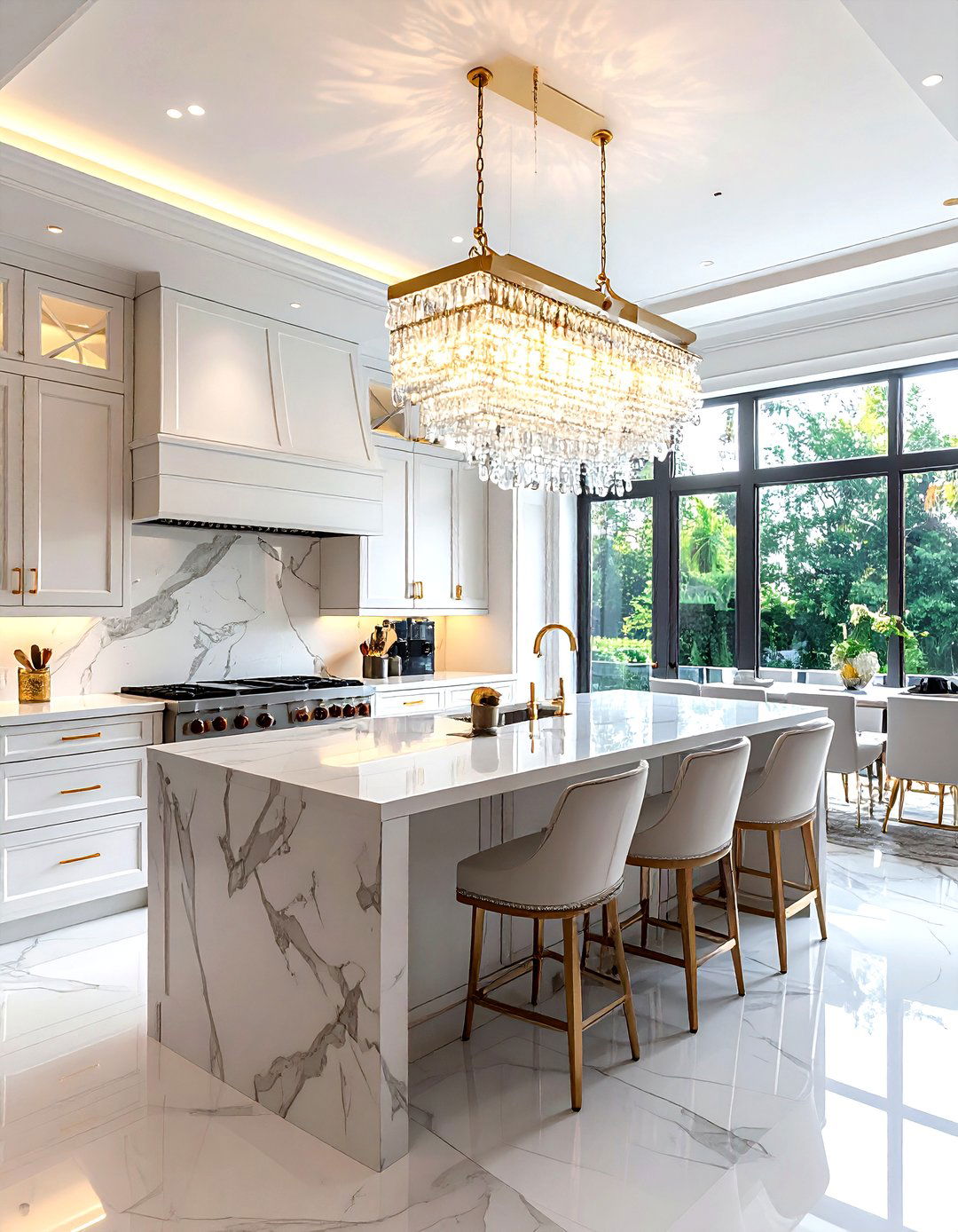 Glamorous chandelier kitchen - 30 Hollywood regency kitchen ideas