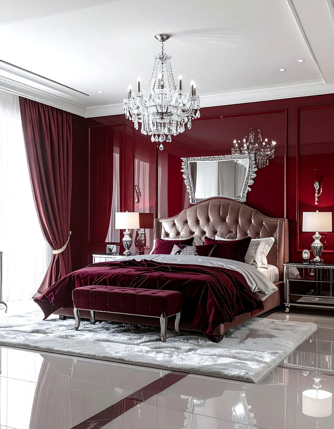 Glamorous maroon bedroom - 30 maroon bedroom ideas