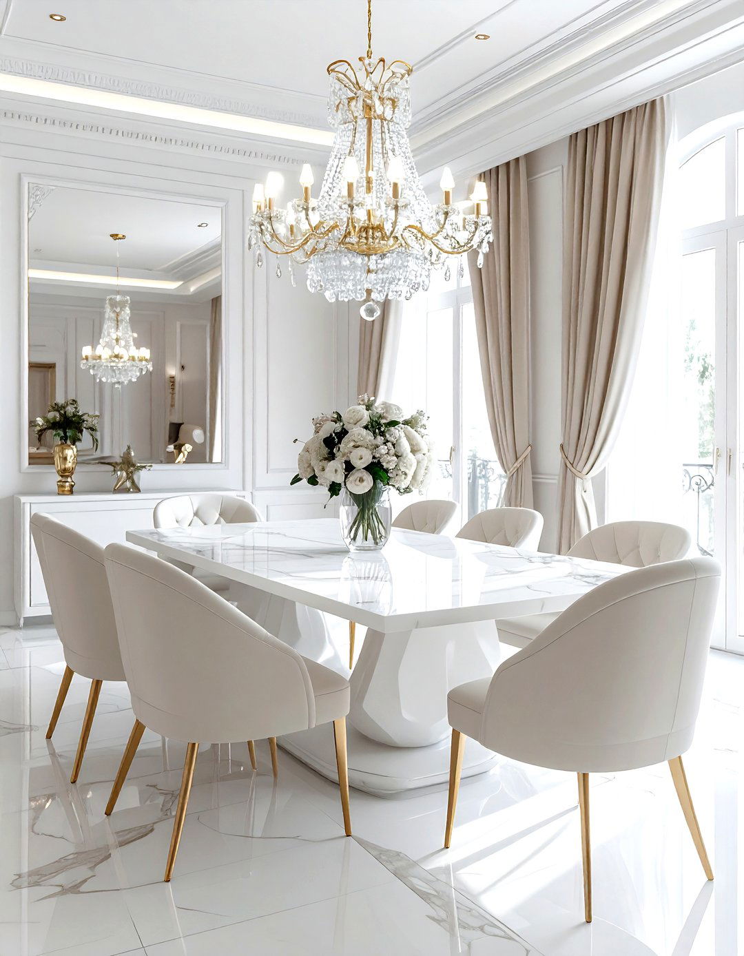 Glamorous white dining room - 30 luxurious dining room ideas