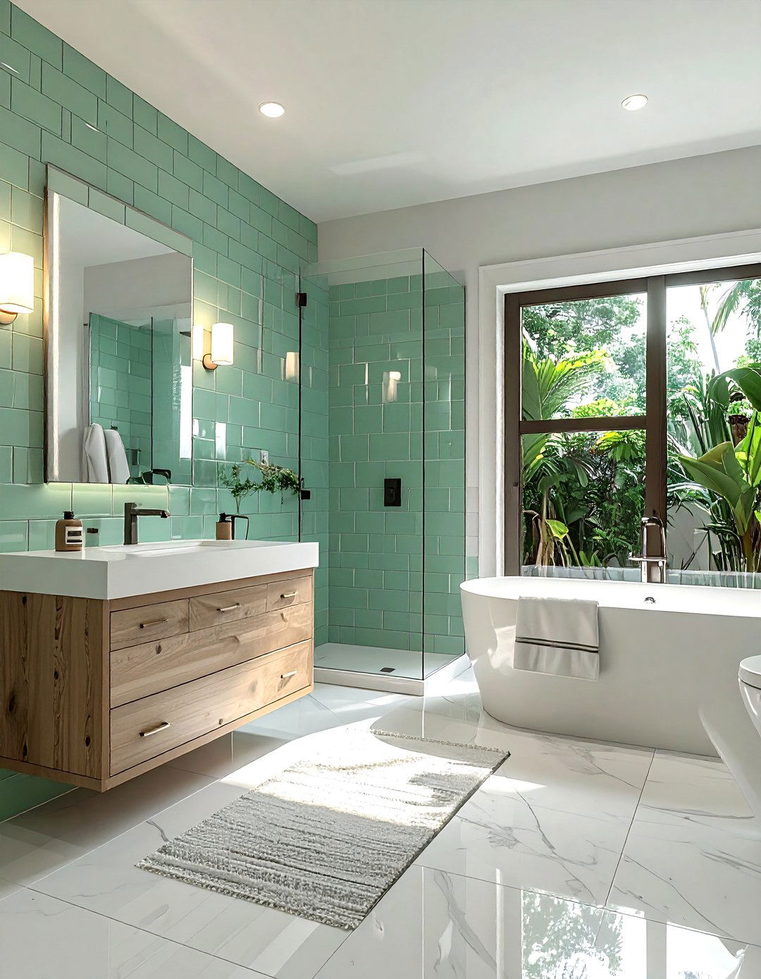 Glass Beveled Subway Tile Bathroom - 30 beveled subway tile bathroom ideas