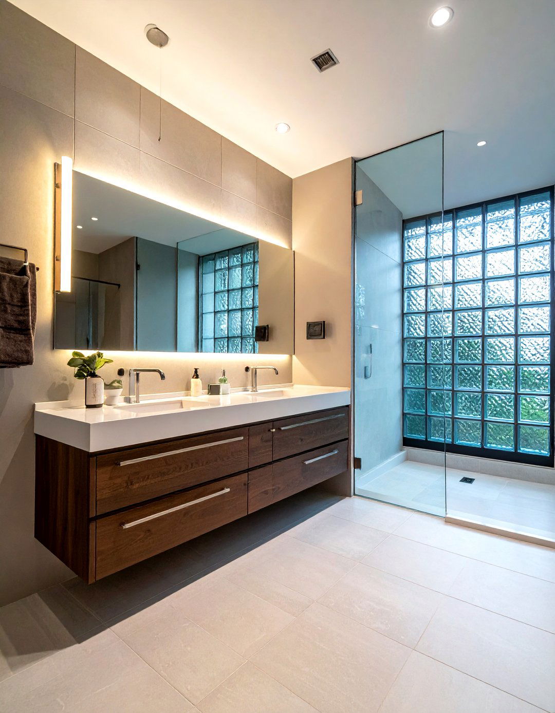 Glass Block Half Wall Divider - 30 glass block bathroom ideas