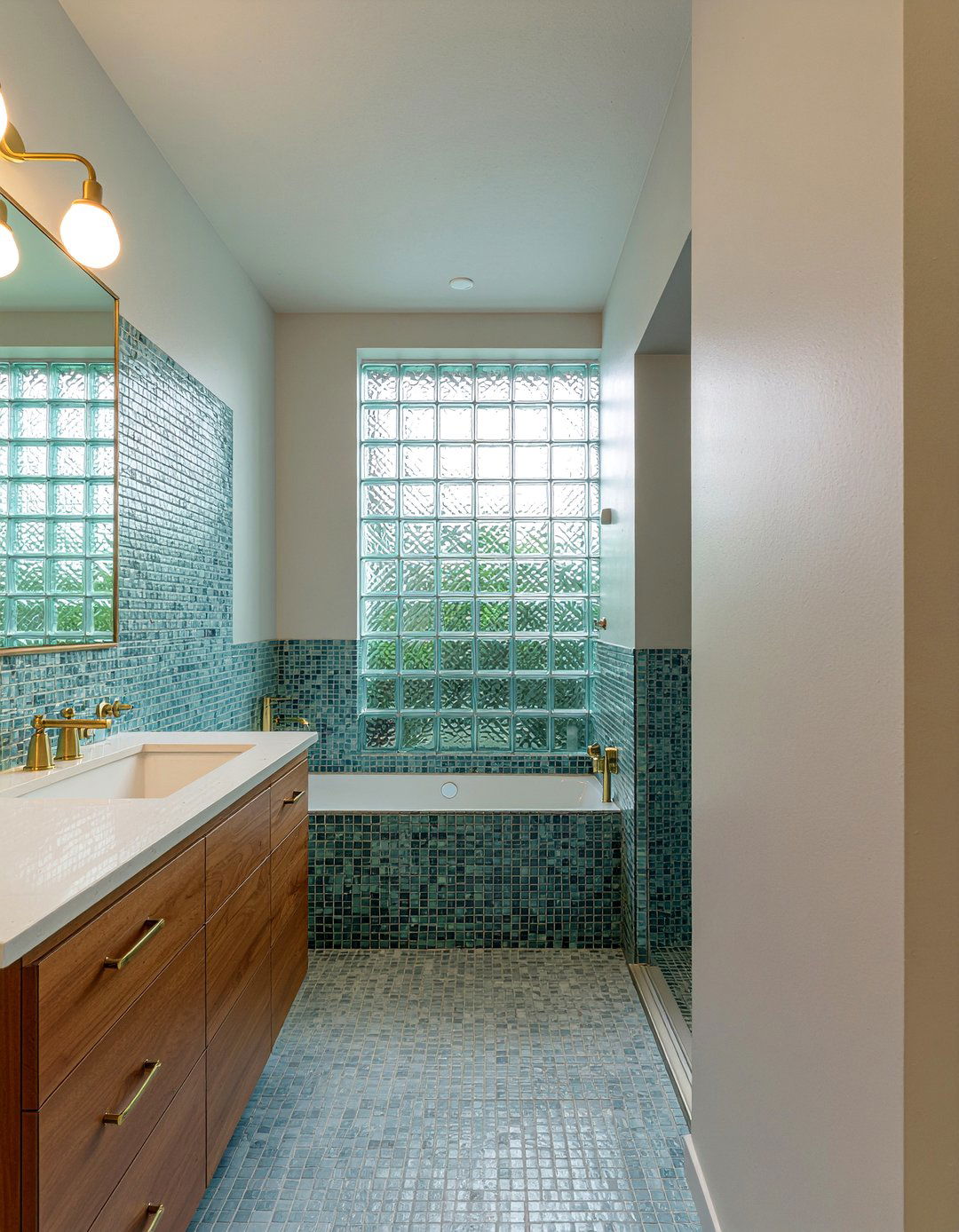 Glass Block Wall - 30 bathroom natural light ideas