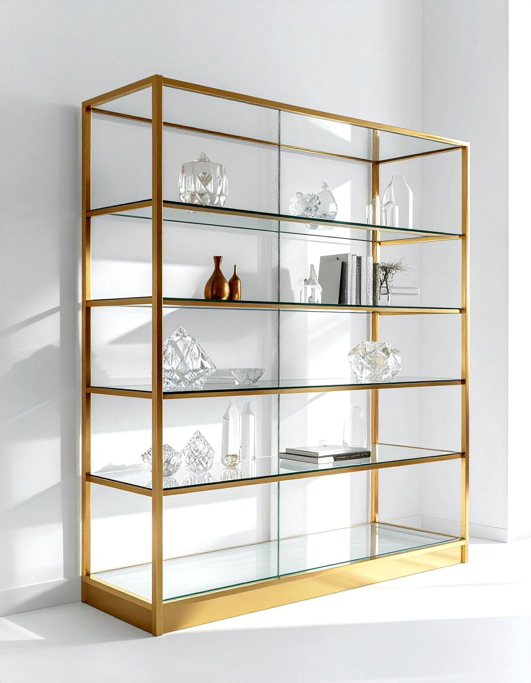 Glass Bookshelf - 30 bookshelf decor ideas