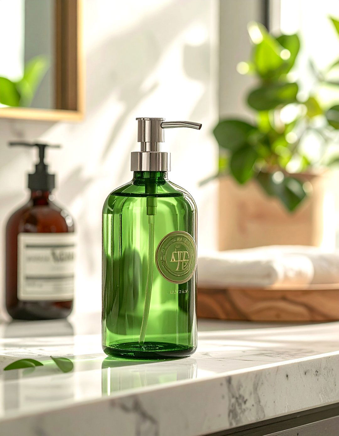 Glass Bottle Soap Dispenser - 30 bathroom upcycled ideas