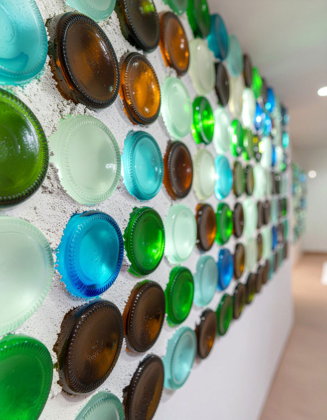 Glass Bottle Wall - 30 recycled material bathroom ideas