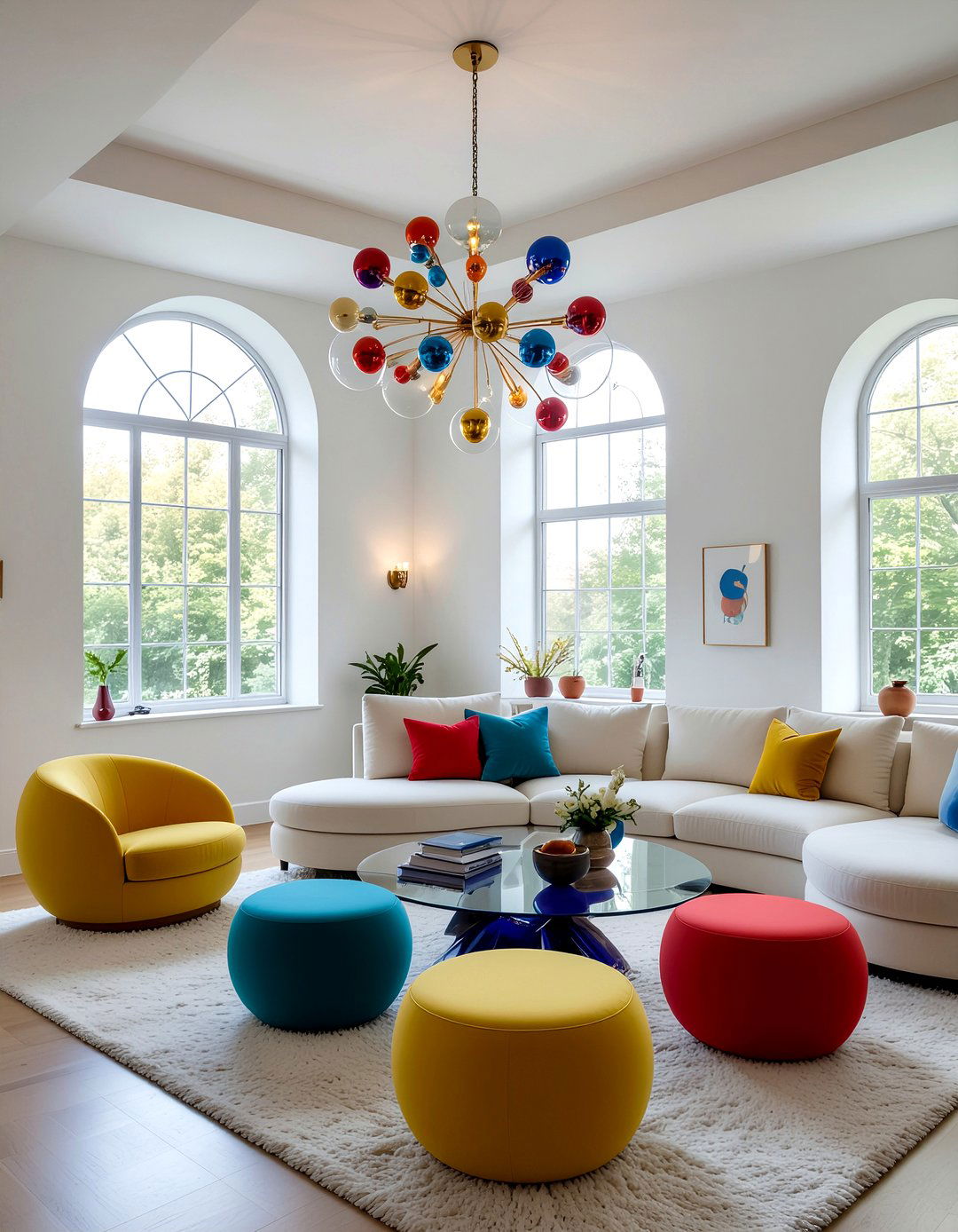 Glass Bubble Chandelier For Whimsical Living Room - 30 living room chandelier sizing ideas