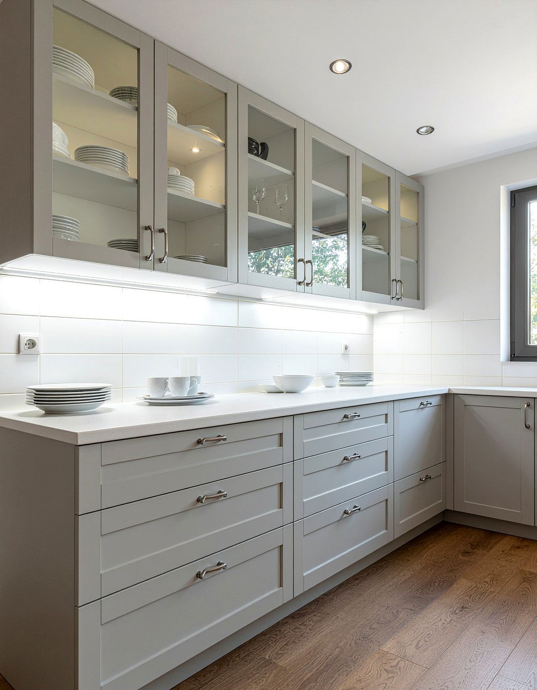 Glass Cabinet Doors - 30 low cost kitchen makeover ideas