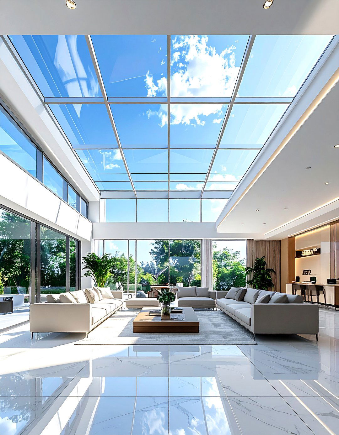 Glass Ceiling - 30 living room ceiling designs