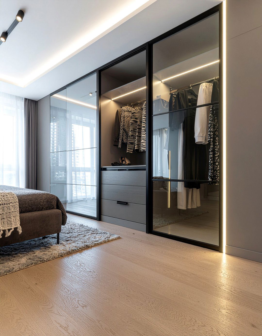 Glass Closet Doors - 30 bedroom closet ideas