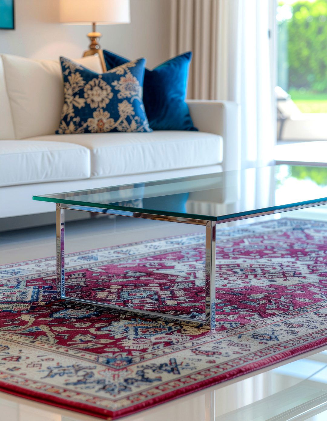 Glass Coffee Table - 30 narrow living room ideas