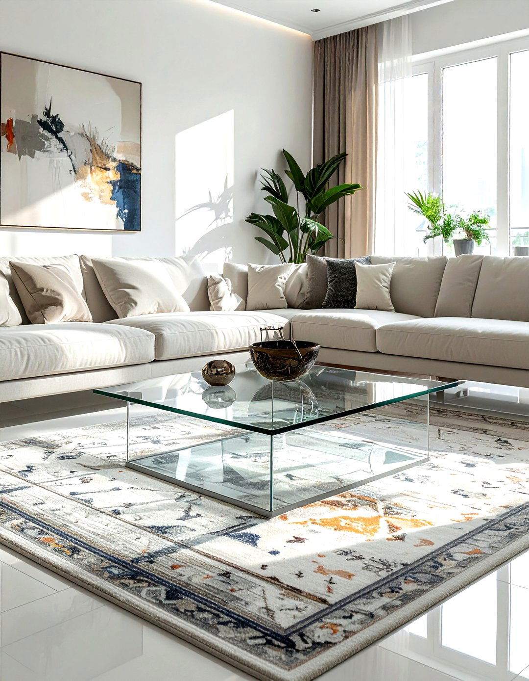 Glass Coffee Table - 30 living room natural lighting ideas