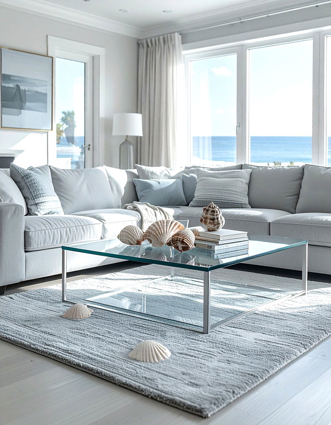 Glass Coffee Table Coastal Living Room - 30 coastal gray living room ideas