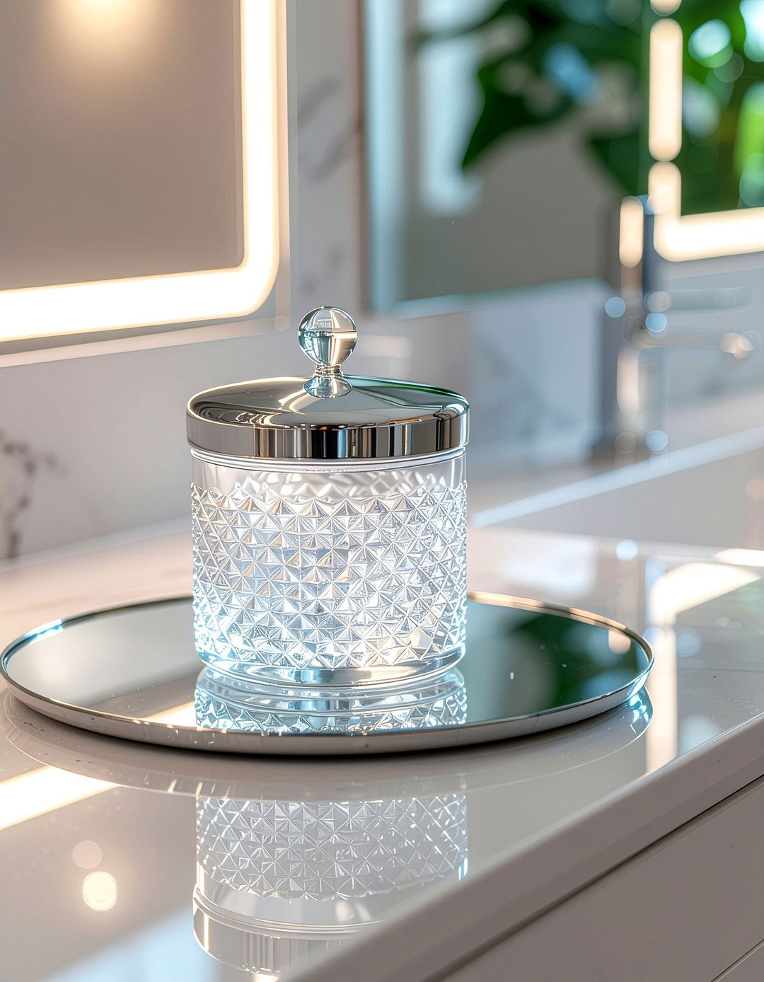Glass Cotton Swab Holder - 30 bathroom final detail ideas