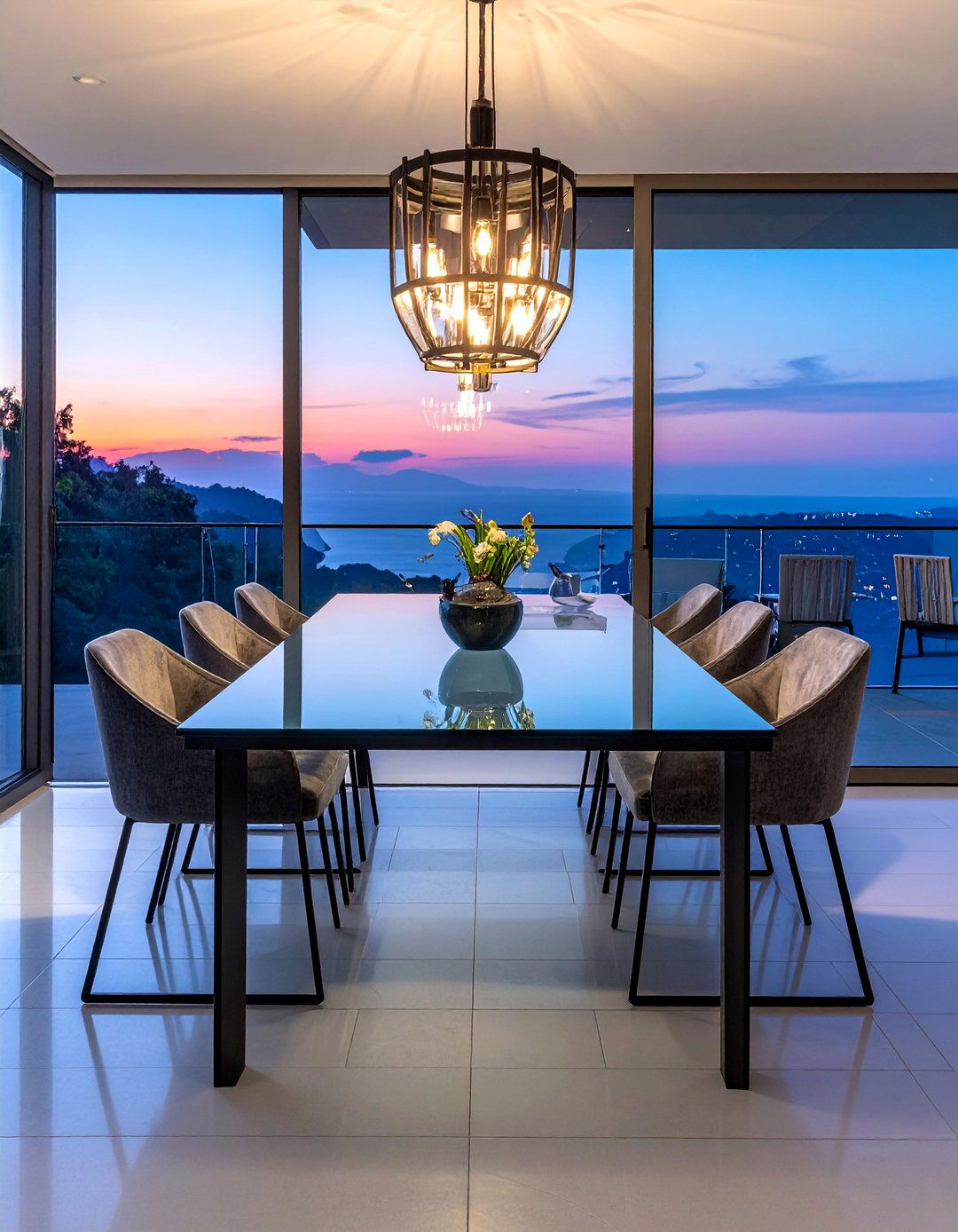 Glass Dining Table - 30 twilight dining room ideas