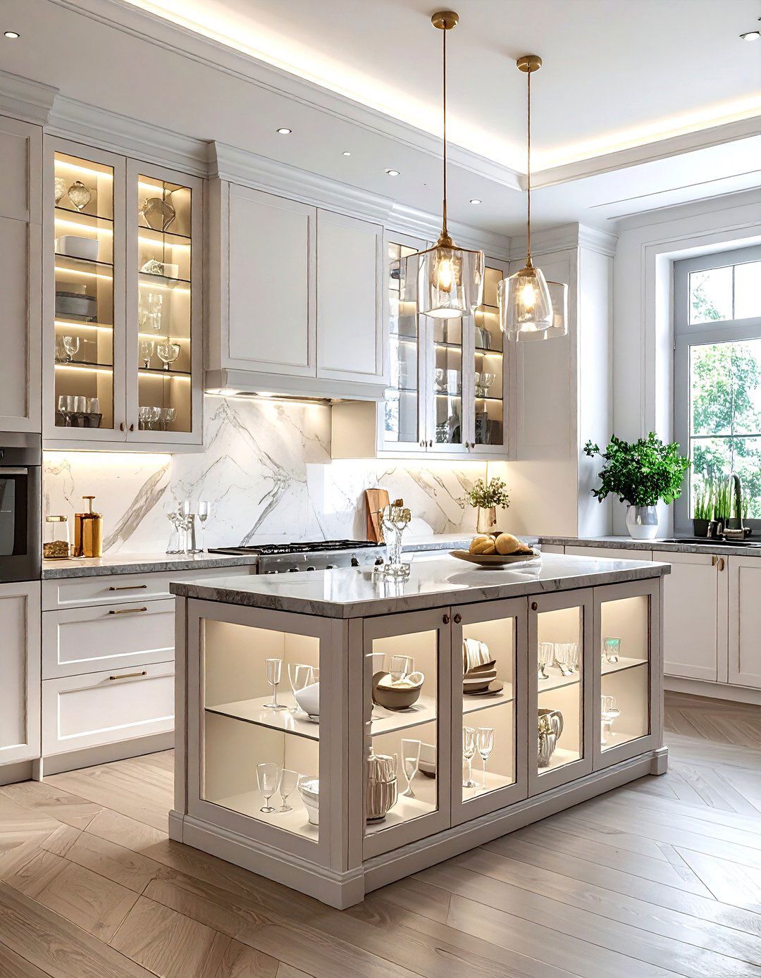 Glass Door Cabinets - 30 cheap kitchen ideas