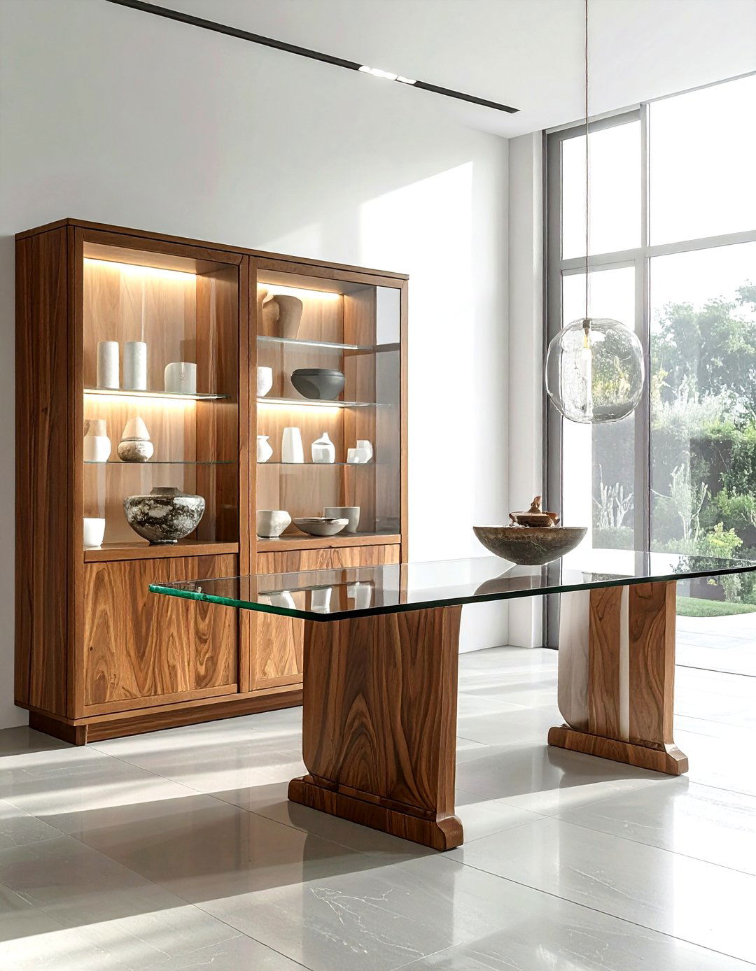 Glass Door Credenza - 30 mid-century buffet dining room ideas