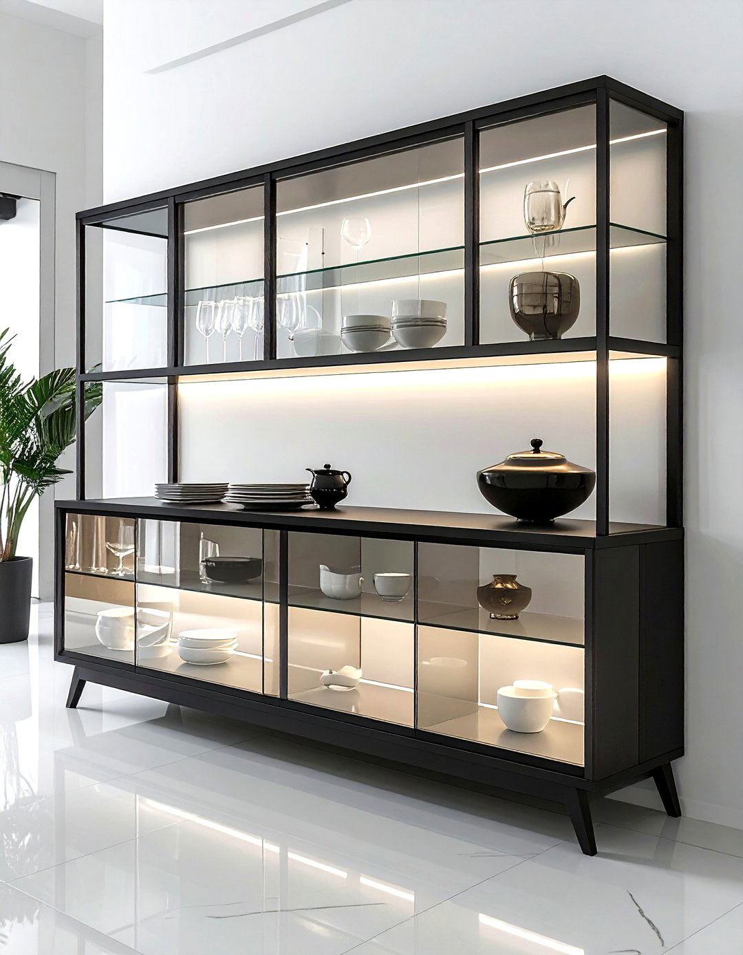 Glass Door Sideboard - 30 dining room buffet ideas