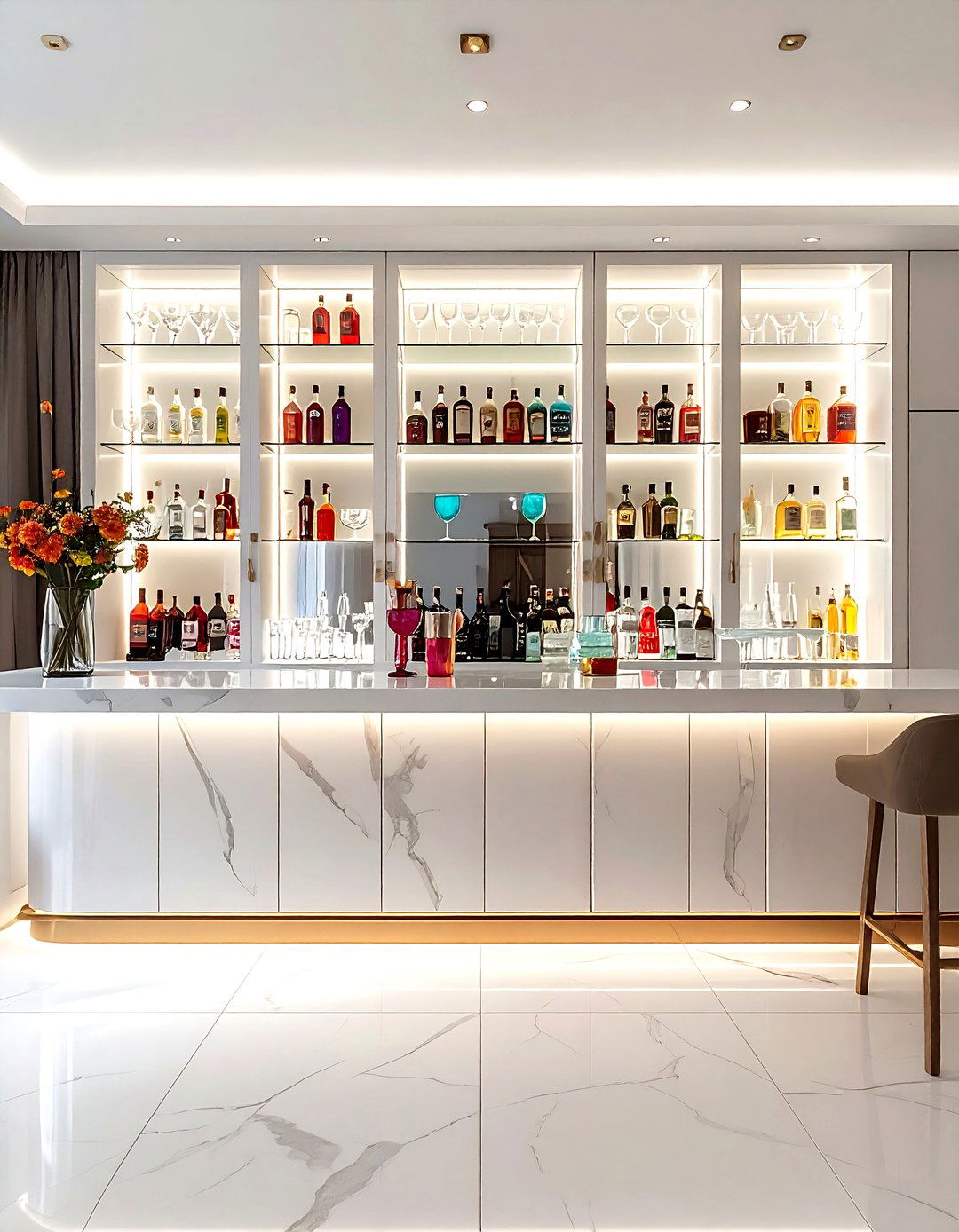 Glass Front Bar Cabinet - 30 kitchen home bar ideas