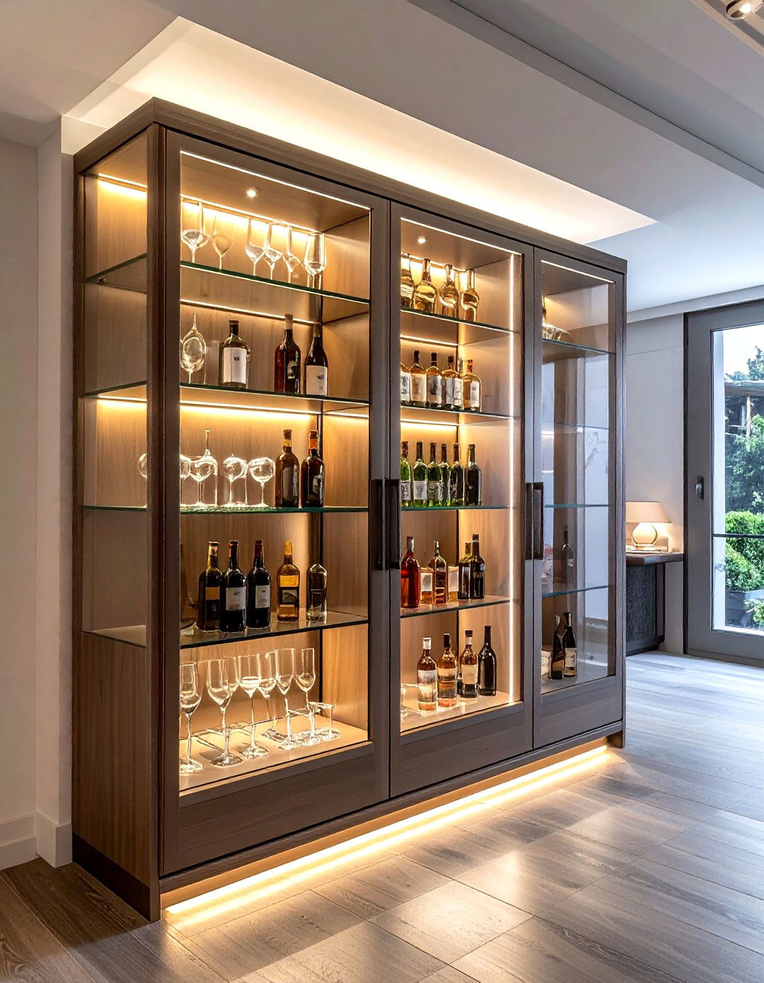 Glass Front Beverage Cabinet - 30 kitchen beverage center ideas