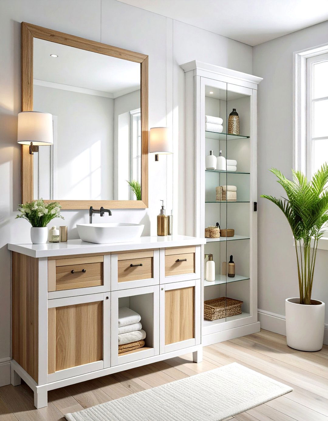 Glass Front Cabinet - 30 bathroom cabinet storage ideas