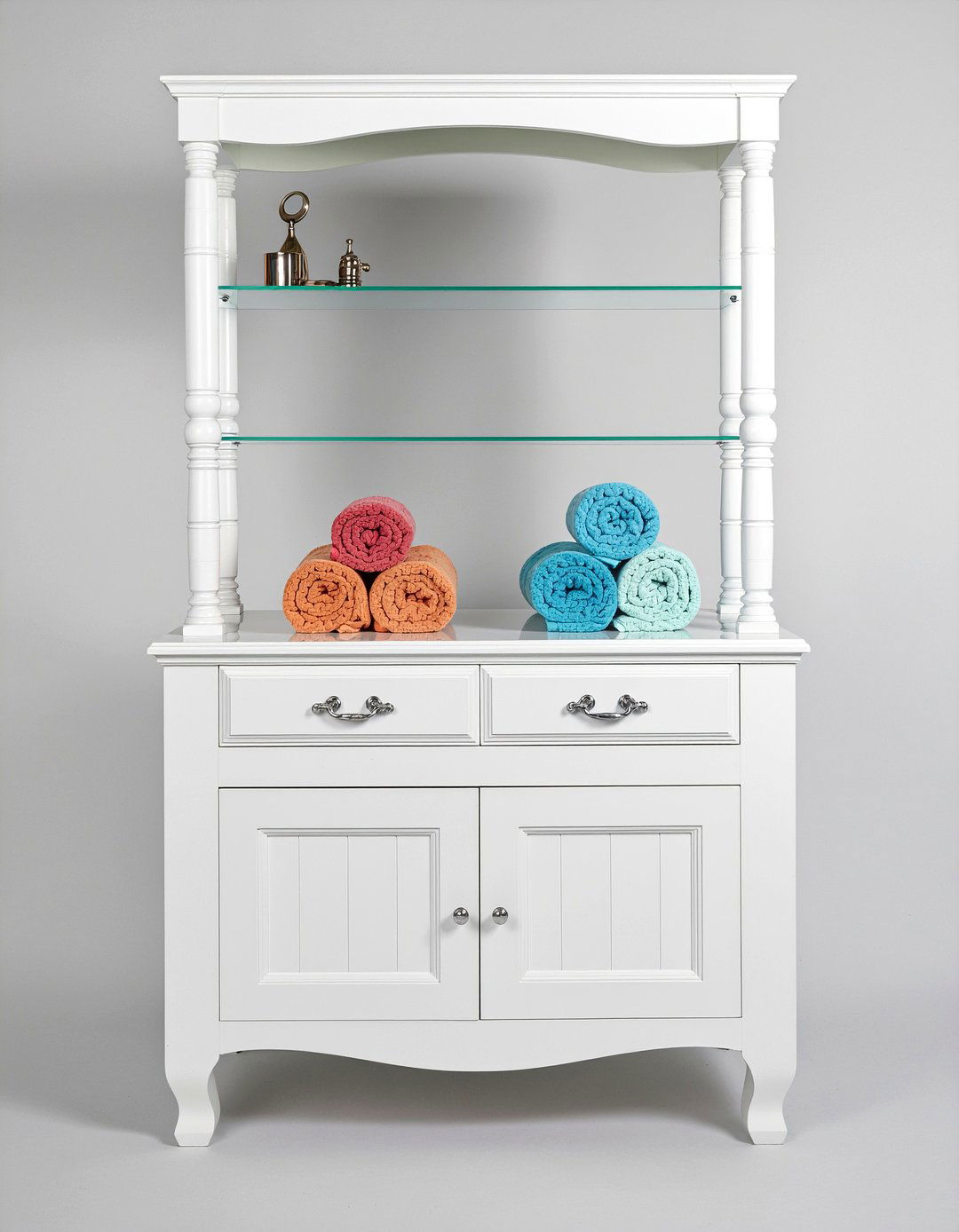 Glass Front Cabinet - 30 rolled towel display ideas