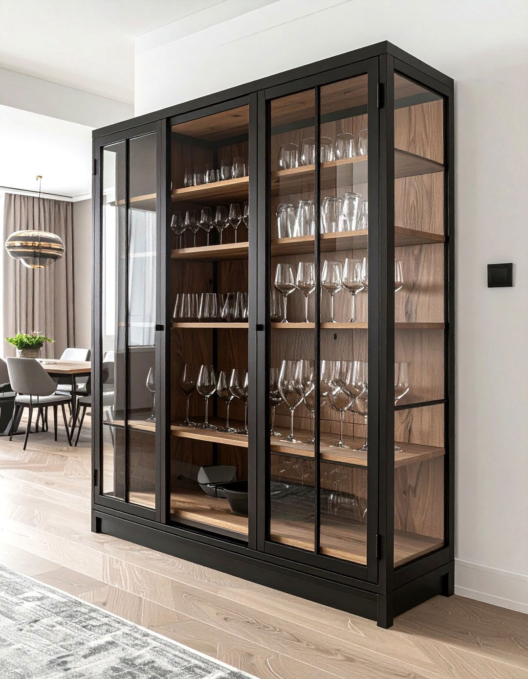 Glass Front Cabinet - 30 dining room creative storage ideas