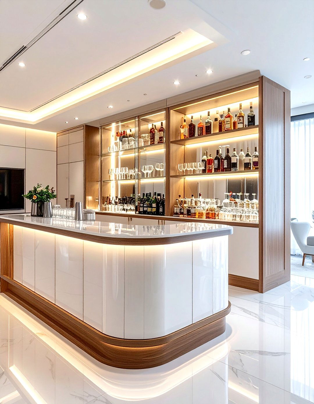 Glass Front Cabinet Bar - 30 dining room drink station ideas