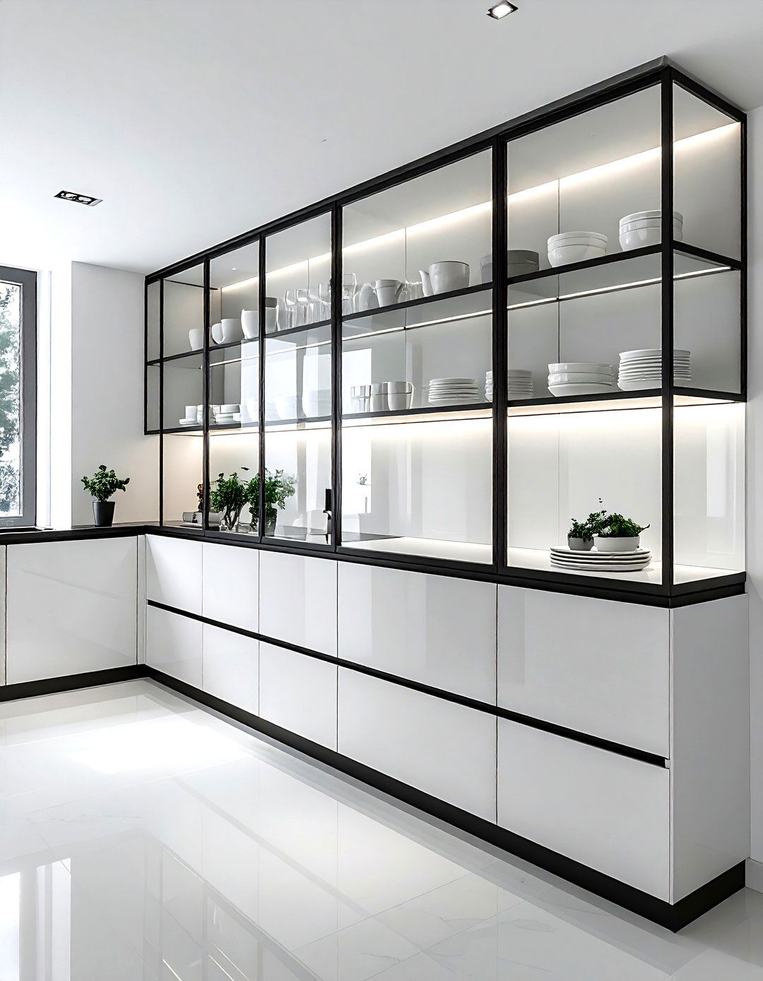 Glass Front Cabinets - 30 kitchen overhead storage ideas