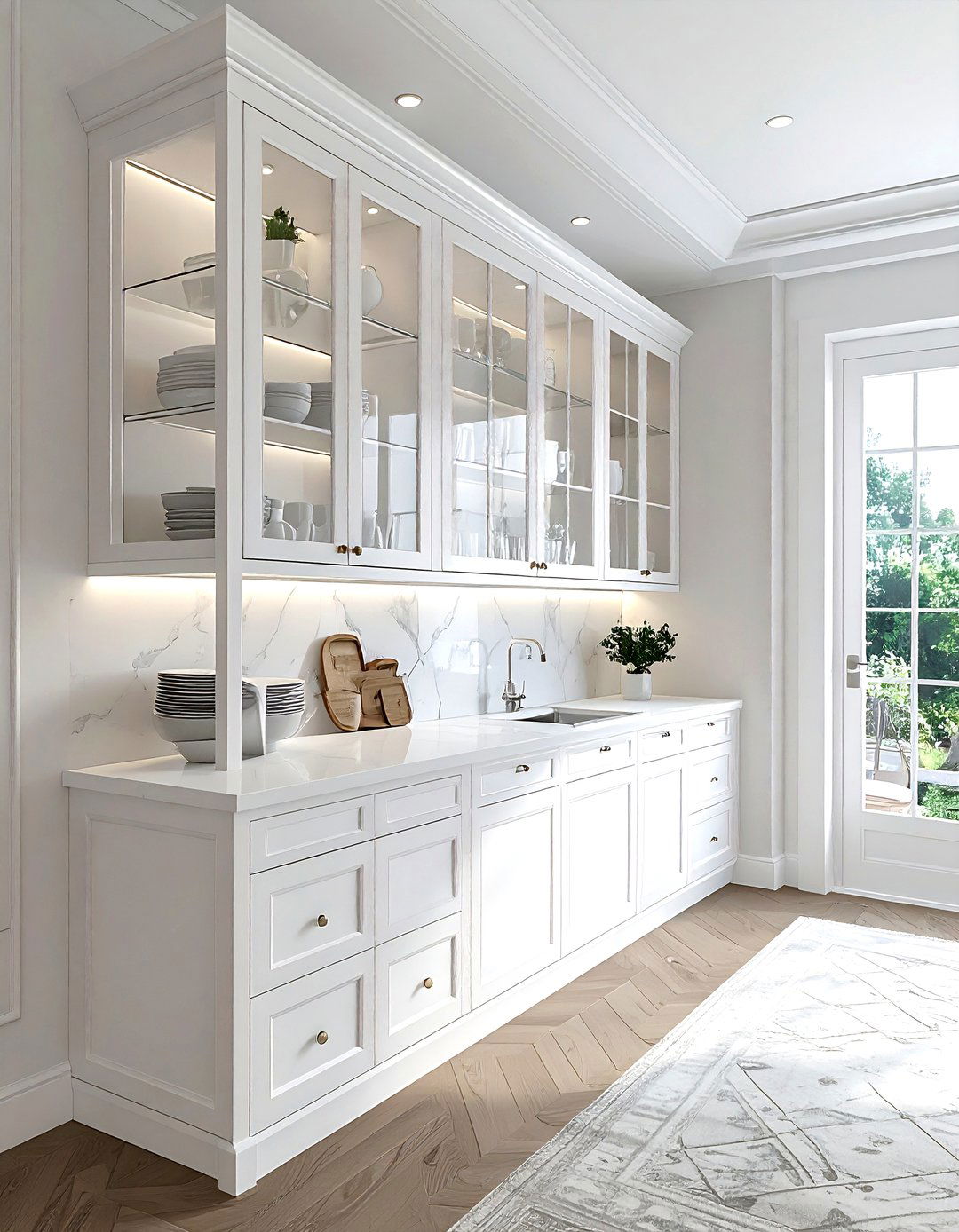 Glass Front Cabinets - 30 white kitchen furniture ideas