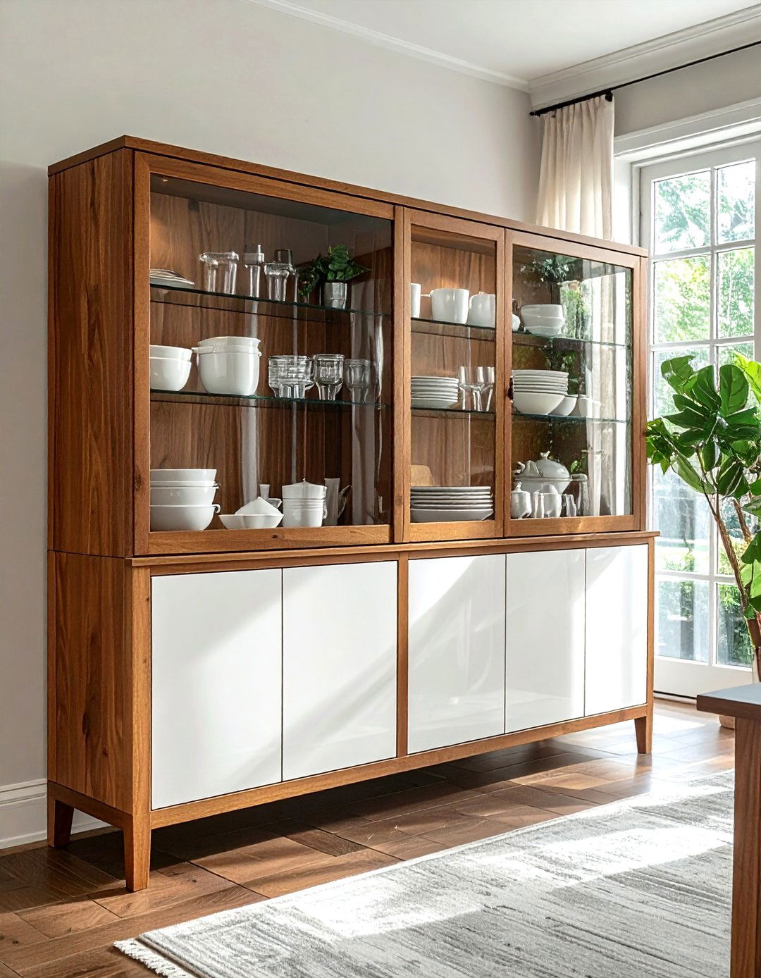 Glass Front China Cabinet - 30 modern traditional dining room ideas