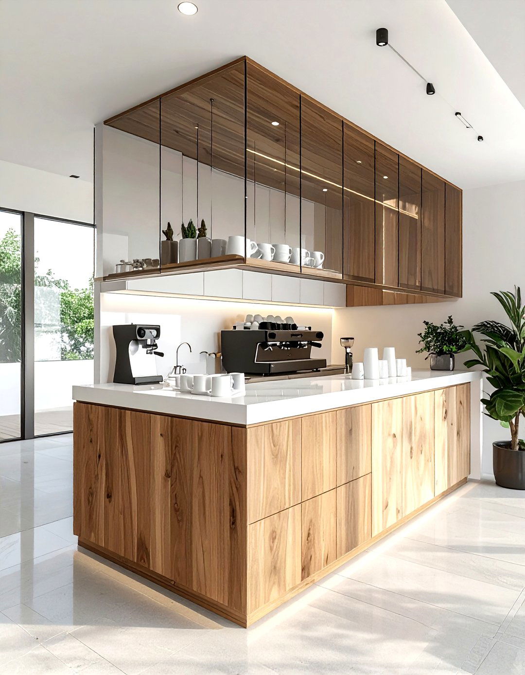 Glass Front Coffee Bar - 30 kitchen glass door ideas