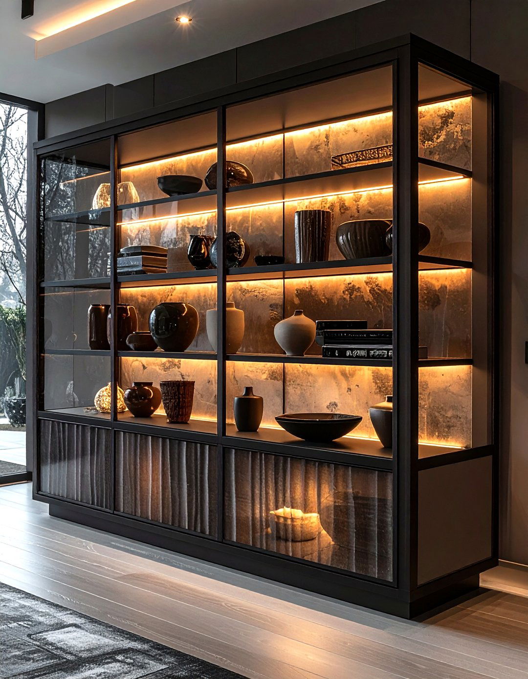 Glass Front Display Cabinet - 30 living room cabinet storage ideas