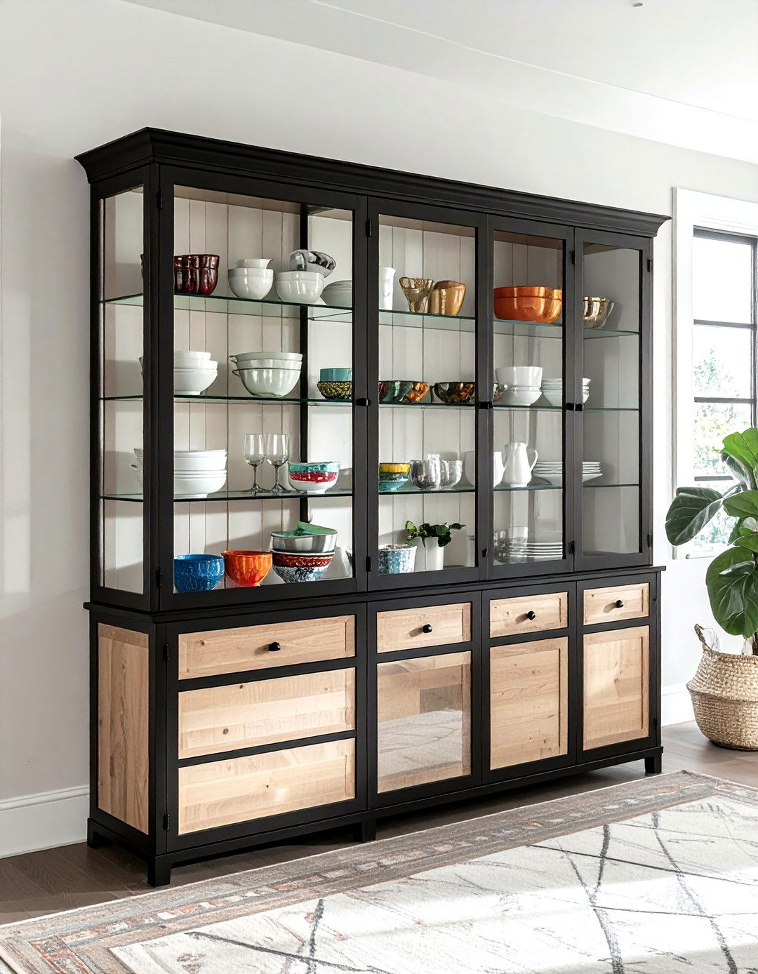 Glass Front Hutch - 30 dining room cabinet storage ideas