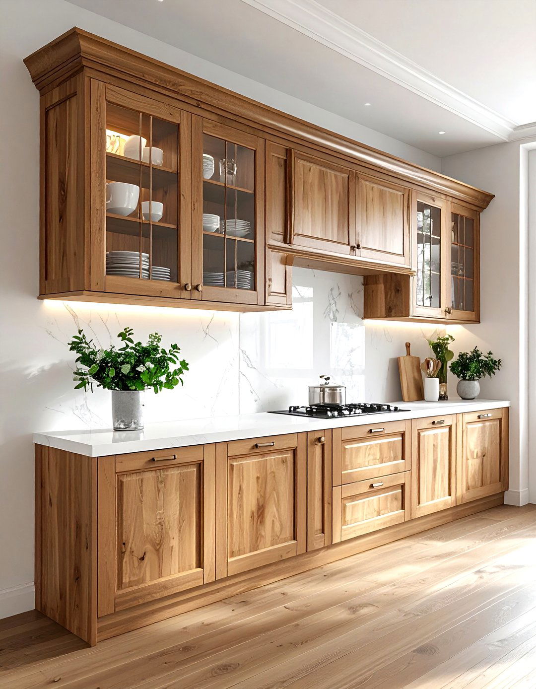 Glass Front Kitchen Cabinet - 30 peaceful kitchen ideas