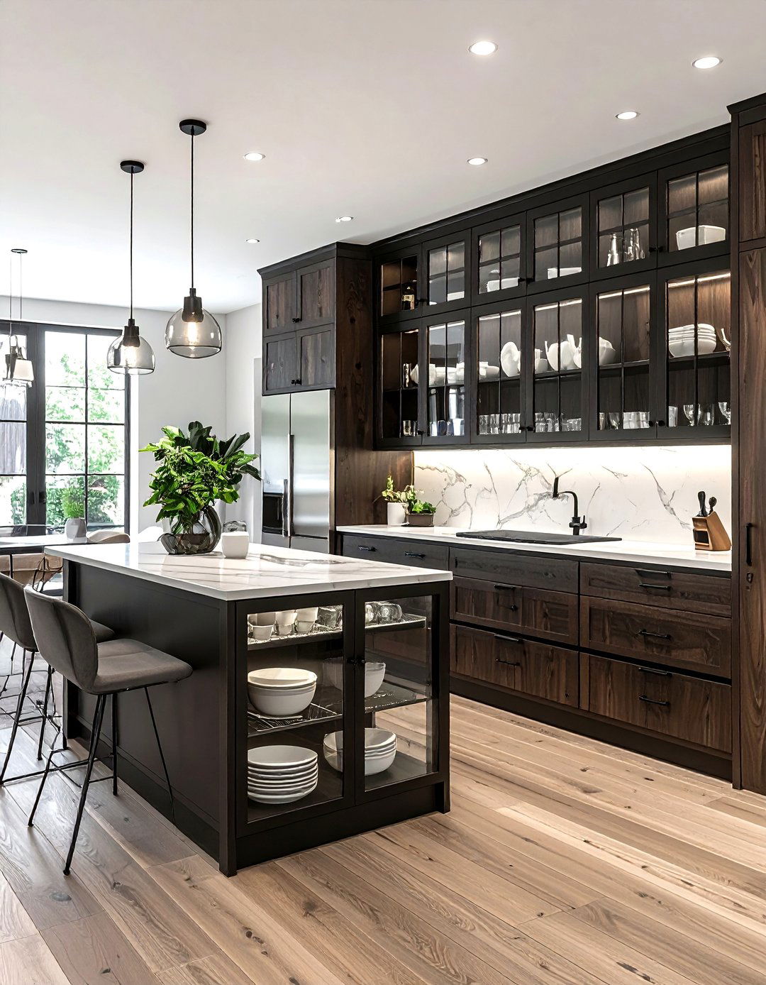 Glass Front Kitchen Cabinets - 30 rustic modern kitchen ideas