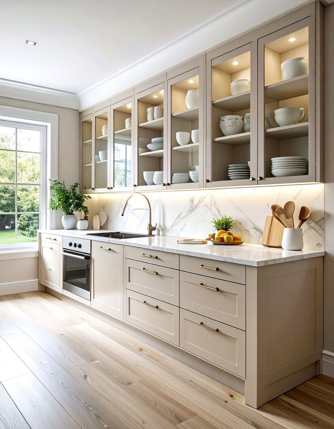 Glass Front Kitchen Cabinets - 30 serene kitchen ideas