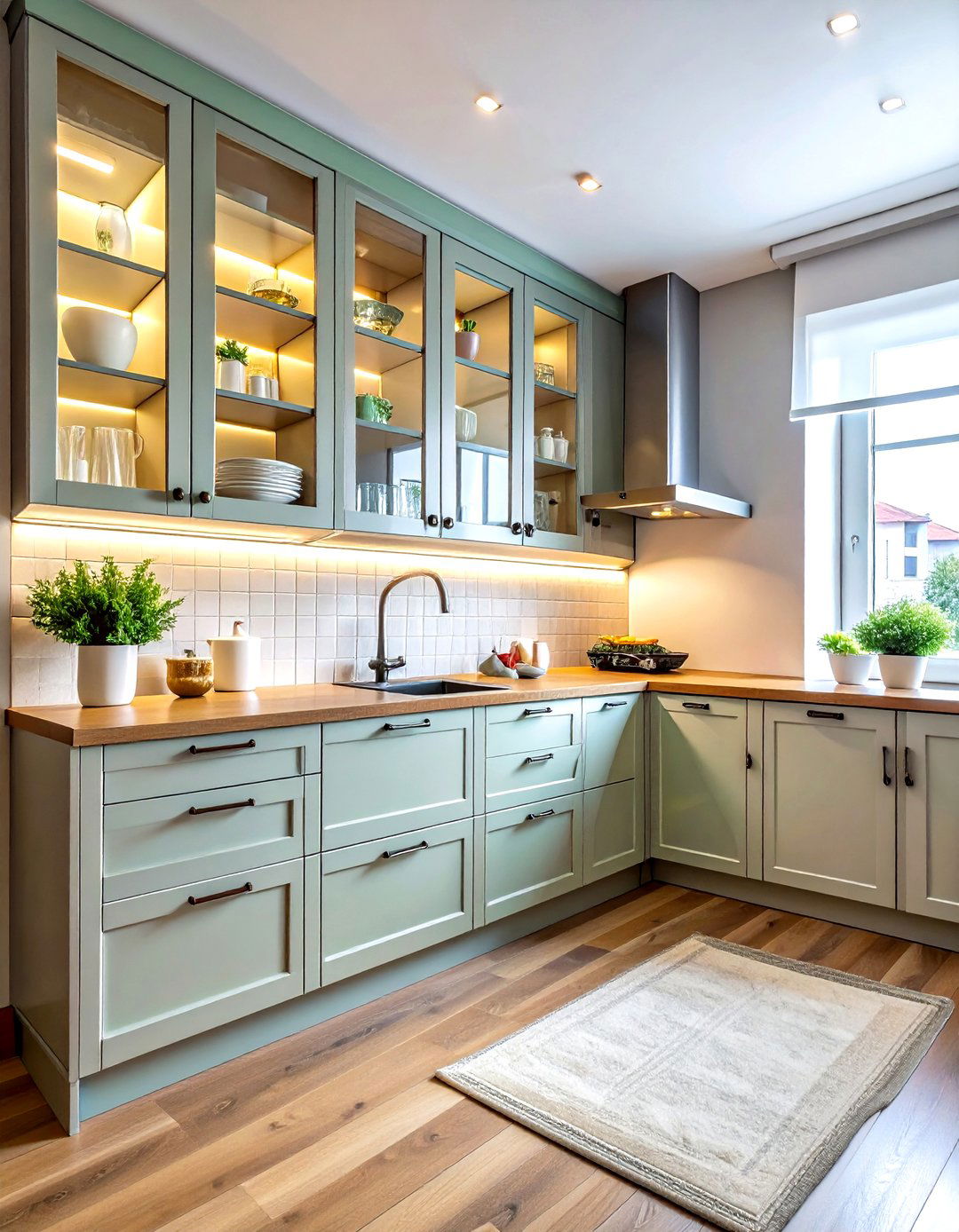 Glass Front Kitchen Cabinets - 30 tiny kitchen ideas